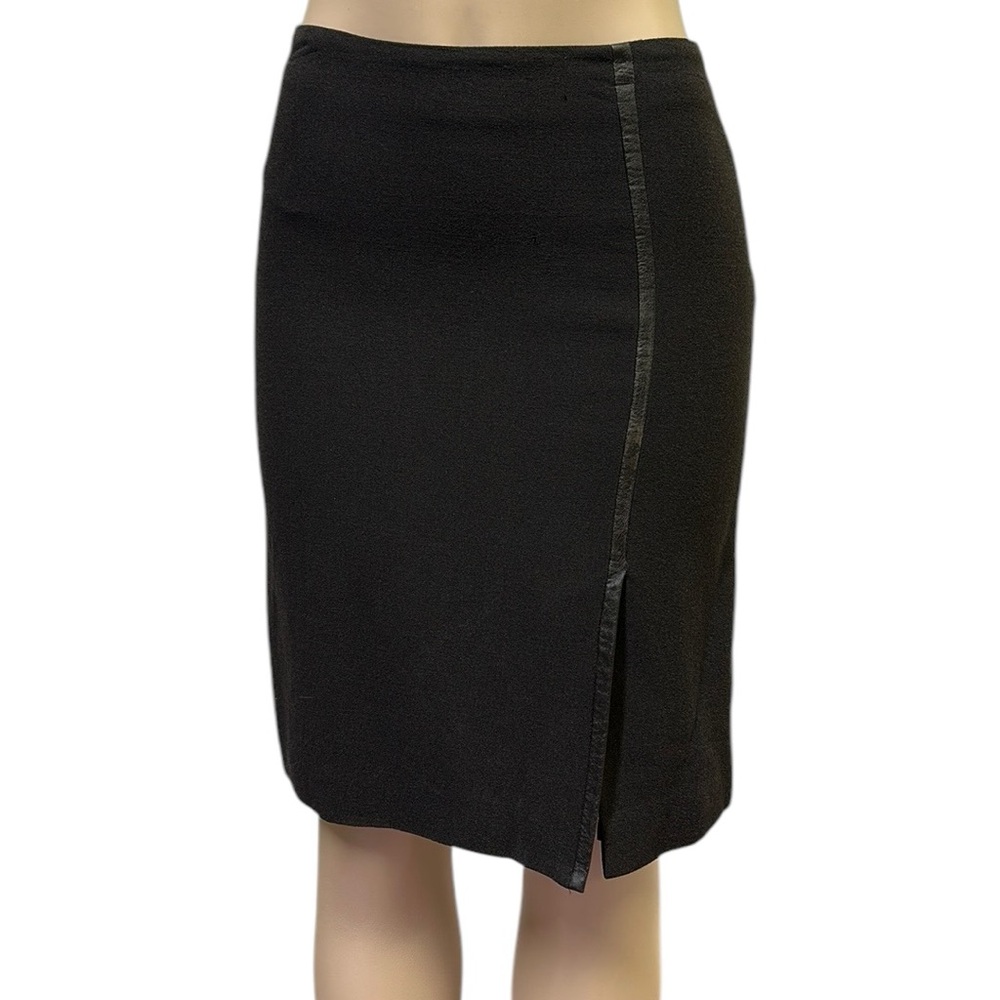 Gianni made USA Bodycon Leather Accent Front Slit Zip Back Lined Skirt Womens 4
